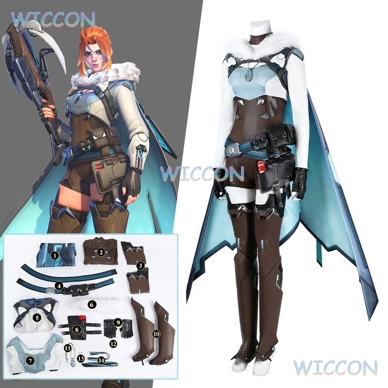 

Игра OW для взрослых Freya, карнавальный костюм, комбинезон для ролевых игр, плащ, ожерелье, сумка, одежда, женская одежда, карнавальный костюм на Хэллоуин