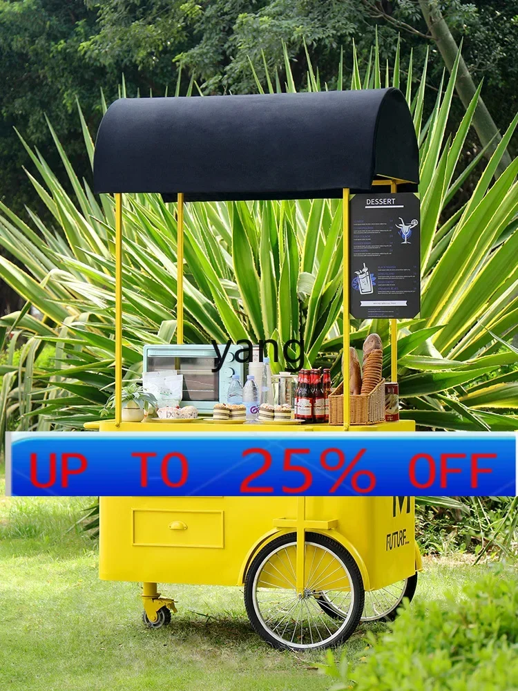 

lmm Commercial Street Multifunctional Mobile Stall Fast Food Cart Outdoor Souvenir Display Trolley Stall Cart