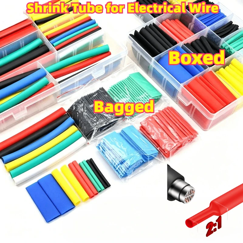 800pcs with Box Shrink Tube for Electrical Wire High Pressure Tube Kit Thermoresistant Tubing Electrical Connection Cable