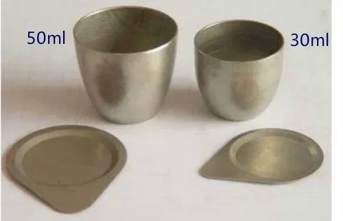 

Nickel Crucible. High purity nickel crucible. One set of 30ml and 50ml crucibles.