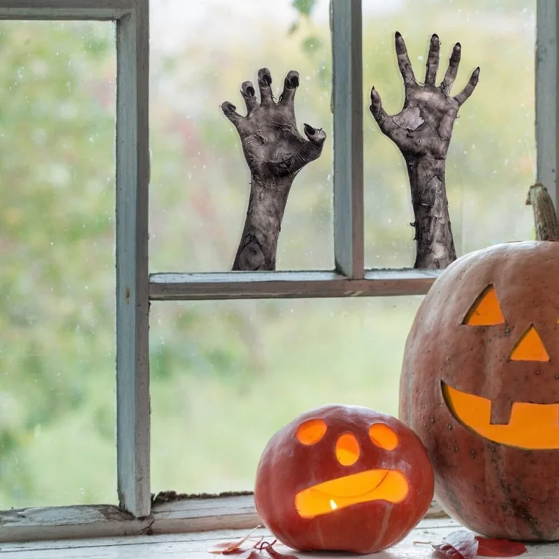 ملصقات يد شبح رعب الهالوين، شارات حائط يدوية زومبي، ملصقات سيارات PVC، ديكورات حفلات المكتب المنزلي