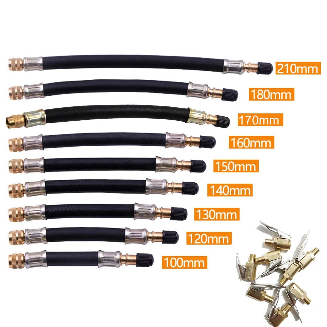 Braided Flexible Hose Tire Valve Inflatable Rubber Hose Steel Wire Car Motorcycle Bike Tyre Valve Stems Extensions Tube Adapter