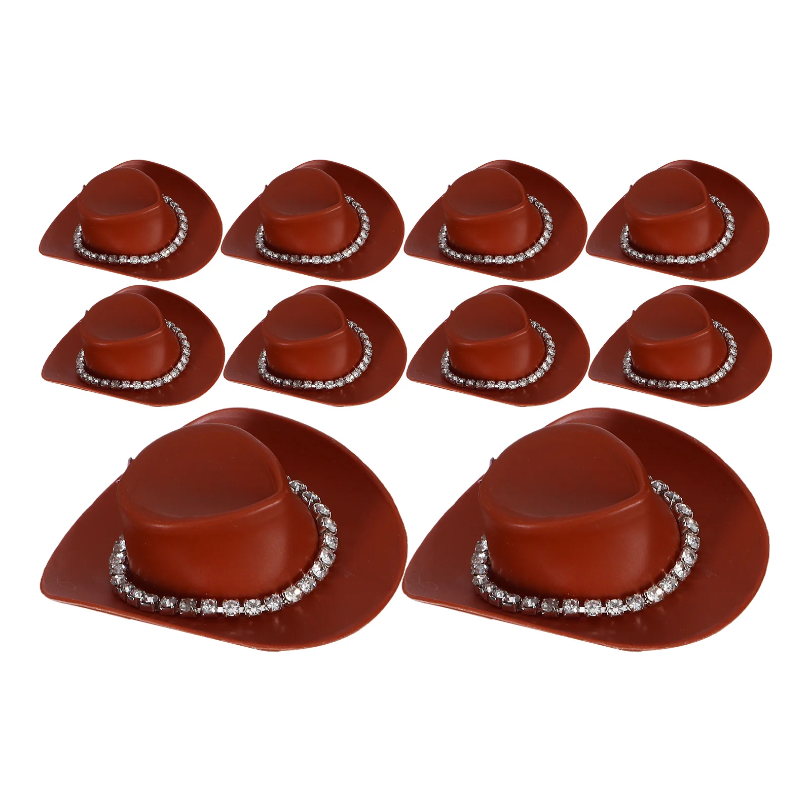 

10 Pcs Decorative Cowboy Hat Miniature Collection Cowgirl Ornament Dollhouse Party Decoration DIY Accessories Top