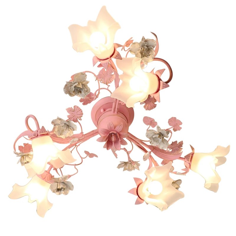 

American pastoral ceiling lamp, living room bedroom flowers French retro romantic flowers creative children's room European lamp