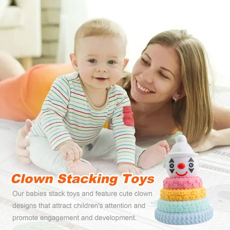 Ring Stacker Toy Colorful Stacking Toys Clown Design Toys To Develop Fine Motor Skills Preschool Learning Toy Educational Toy