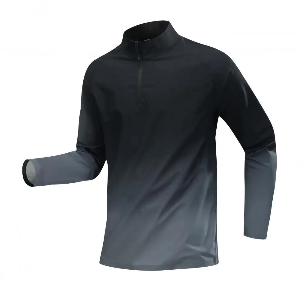 Spring Male Running Long Sleeve Running T-shirt Outdoor Half Zipper Fitness Sport Top Breathable Jogging Gym Training Sportswear