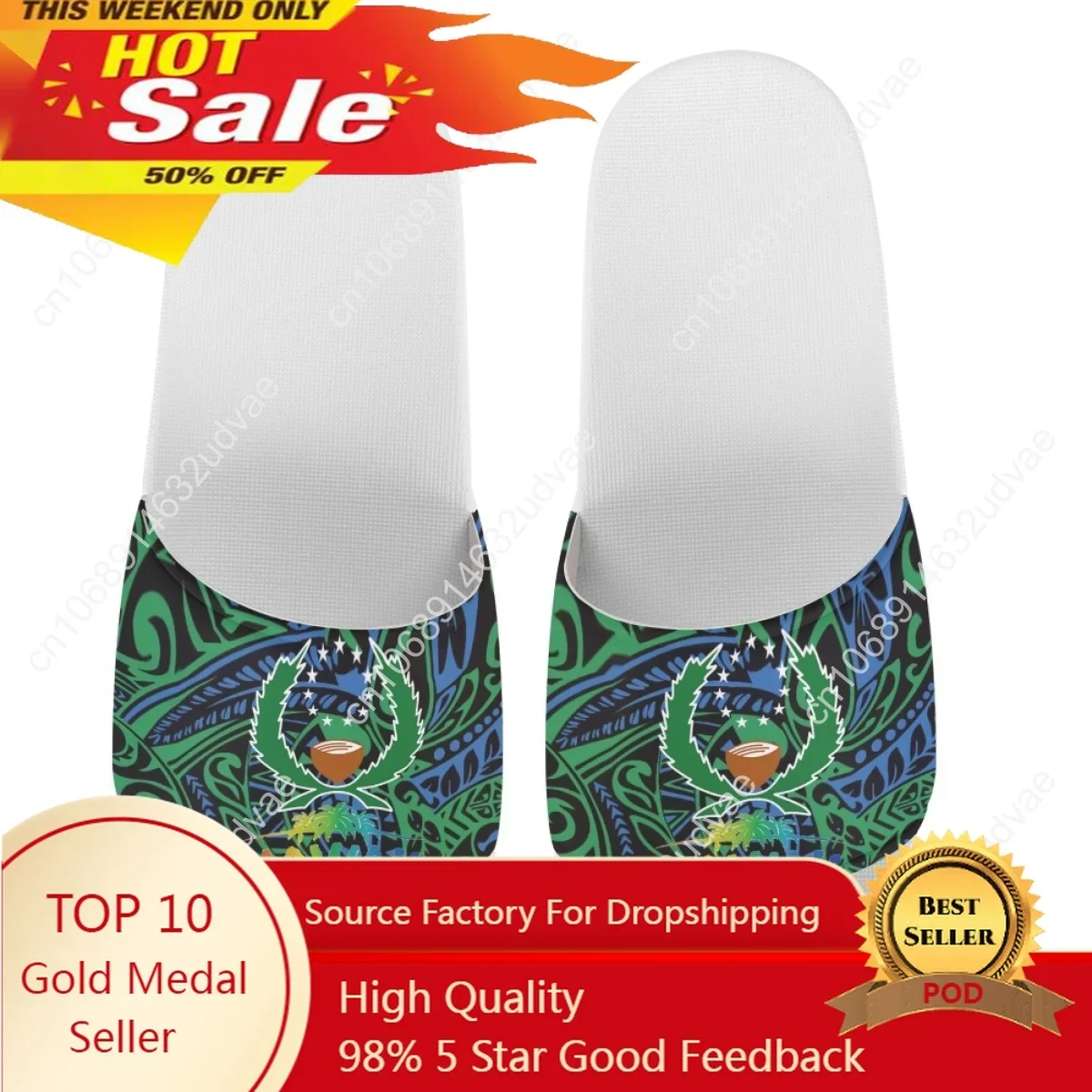 

Pohnpei Flag Hawaii Beach Slippers Ladies Casual Lightweight Soft Walking Shoes Summer Breathable Open Toe Shoes Home Slippers