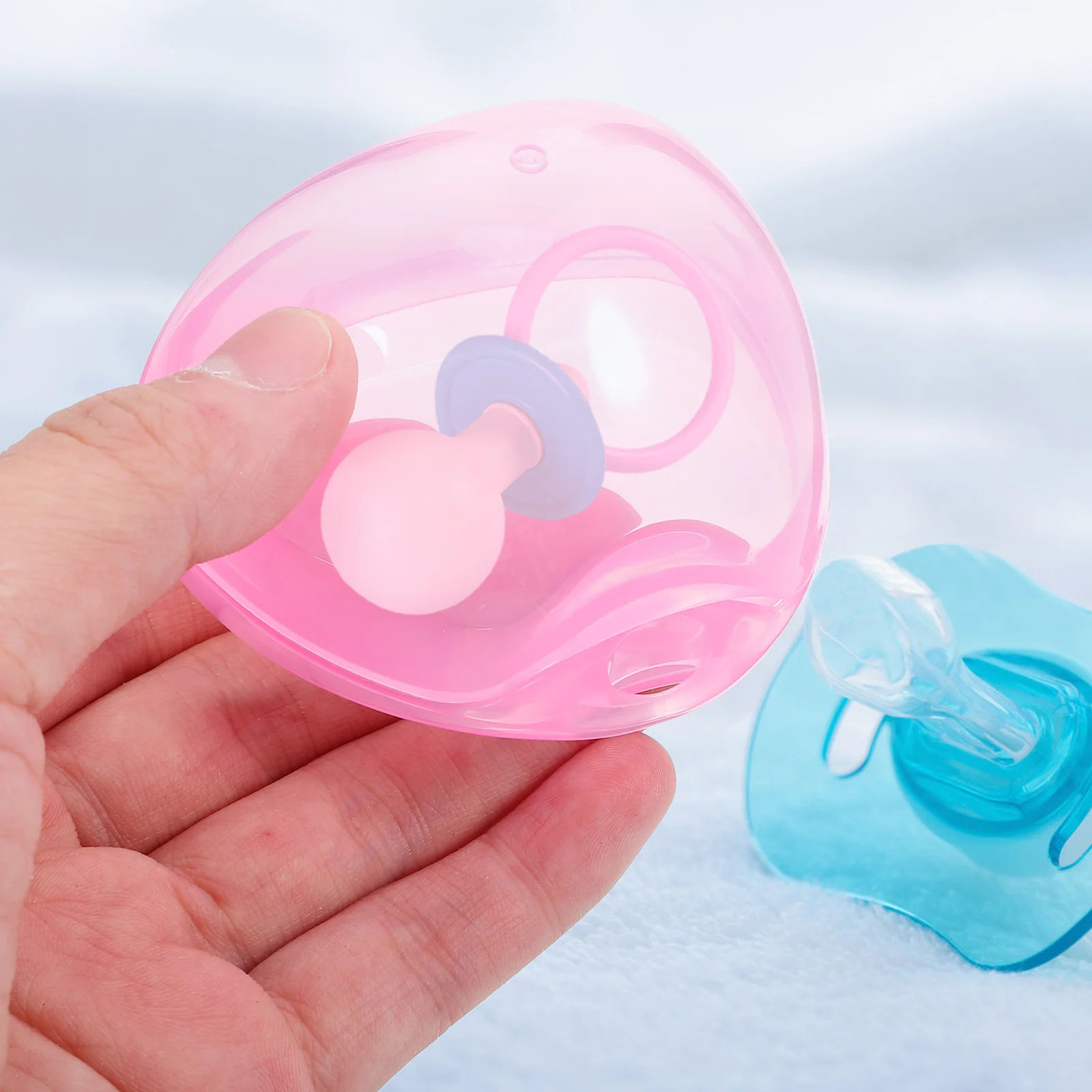 

4 Pcs Pacifier Box Holder Case Portable Baby Travel Container Pink Transparent Storage Clean Newborn Soothing Nipple Box