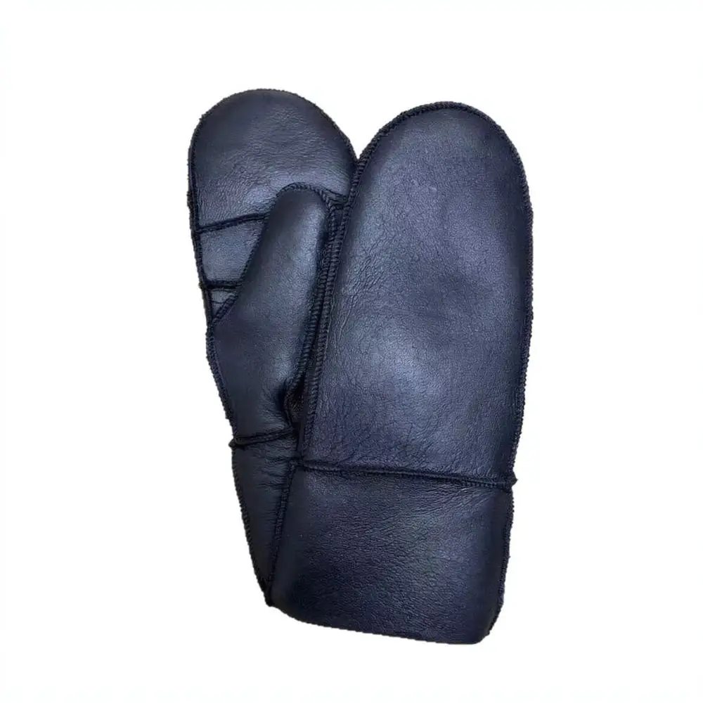 Winter Women Real Leather Mittens Sheep Fur Integrated Warm Thick Gloves Soft Windproof Comfort Outdoor Apparel