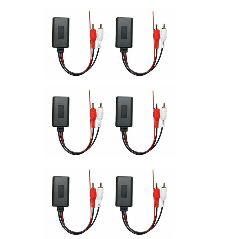 A11M-6Pcs Car Wireless Bluetooth Module Music Adapter RCA AUX Audio Cable Universal 2RCA Interface Bluetooth Adapter 5-12V