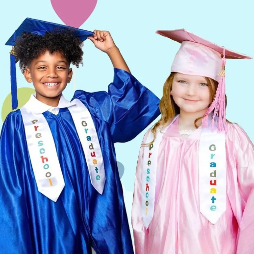 Doctoral Costume Kids Graduation Gown Kindergarten Solid Color Children Academic Robe Student Primary School
