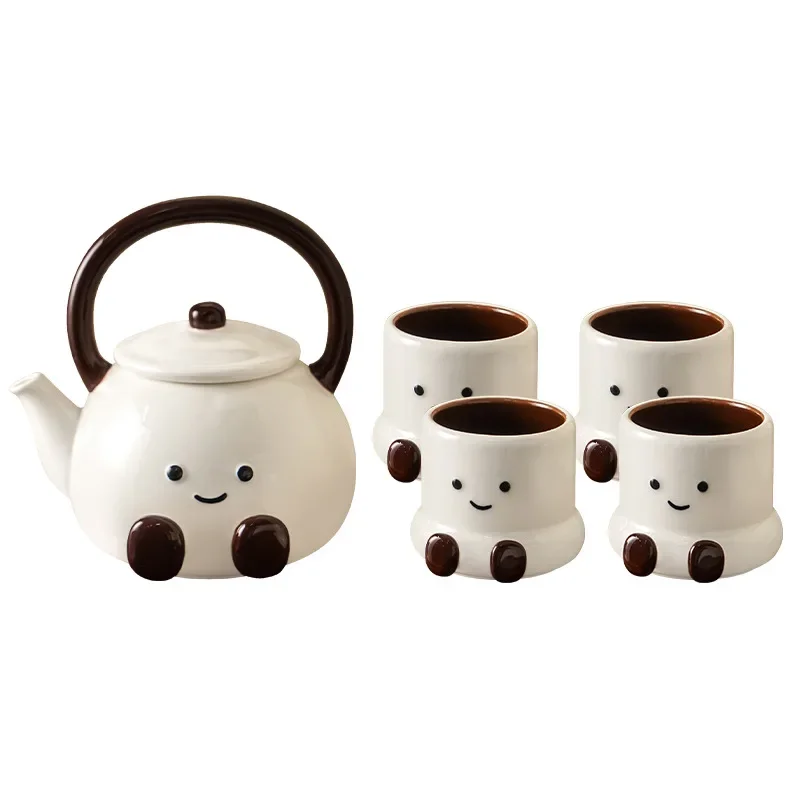 Chubby Feet Ceramic Teapot Cup Gift  derglaze Color High Quality Water Utensils Set Gift