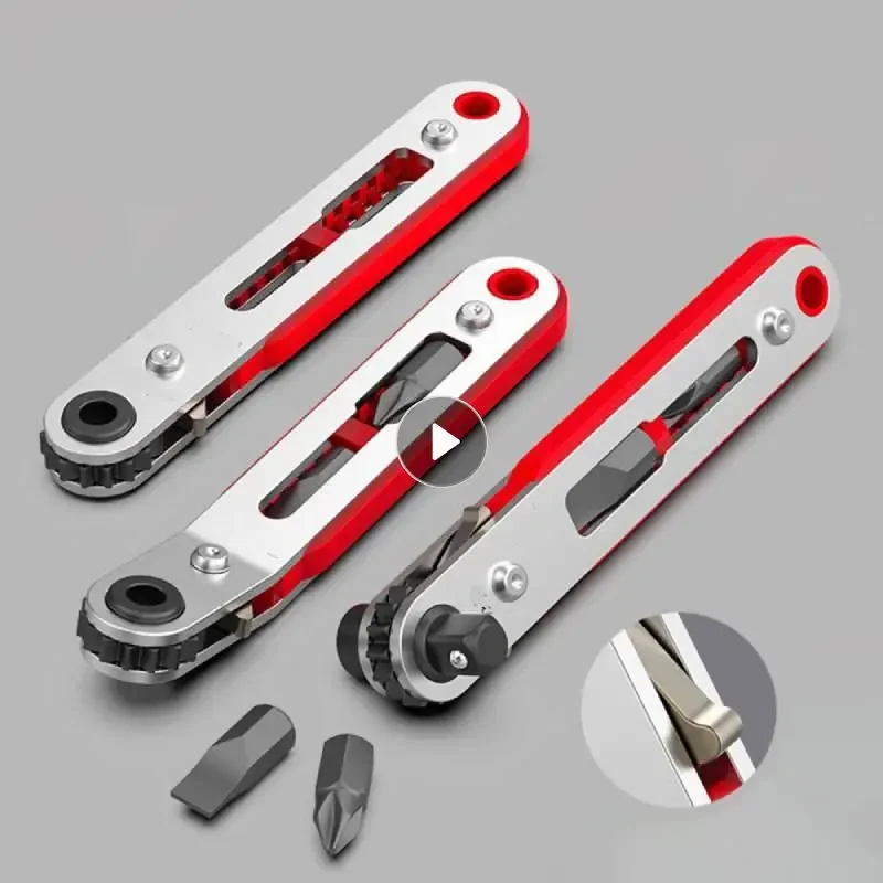 Portable Mini Ratchet Wrench Hexagon Torx Bidirectional Control for Single/Double Head Screwdriver Drill Bits Tool 1/4\