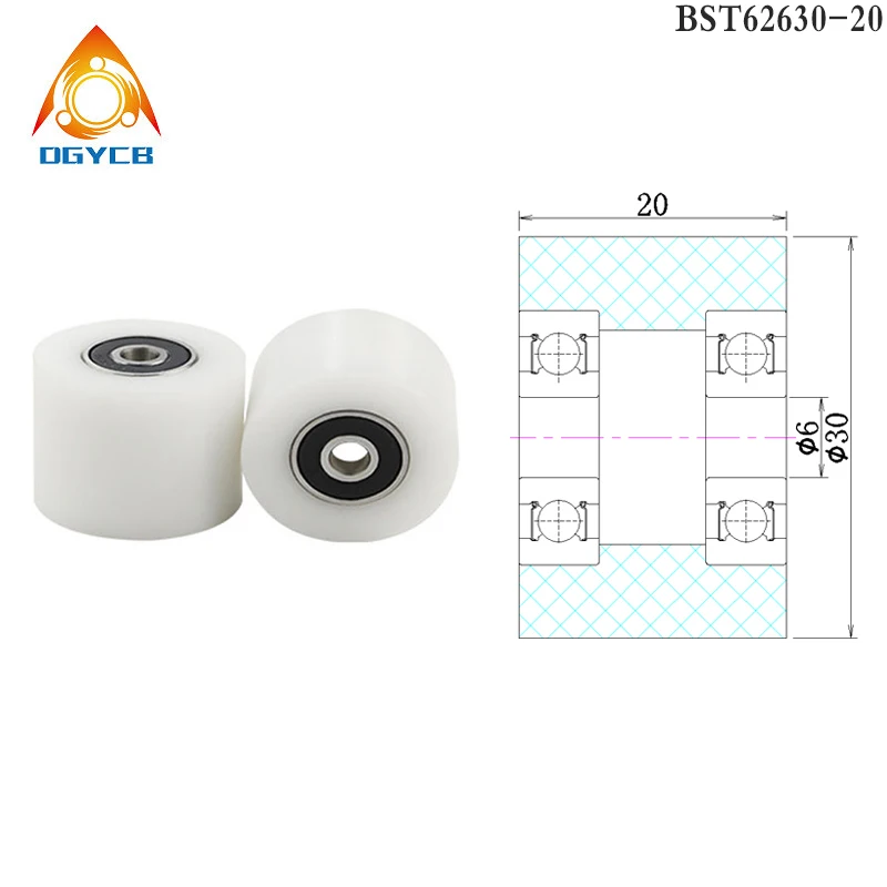 1pcs Diameter 30mm Hole 6mm Polyformaldehyde Bearing Pulley BST62630-30 6x30x30 POM Coated Roller 6*30*30 Nylon Plastic Wheel