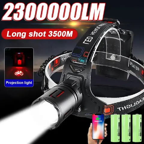 매우 강력한 LED 헤드램프 2300000 LM 슈퍼 밝은 헤드라이트 충전식 LED 전면 램프 고전력 야외 낚시 라이딩 라이트 매우 강력한 LED 헤드램프 2300000 LM 슈퍼 밝은 헤드라이트 충전식 LED 전면 램프 고전력 야외 낚시 라이딩 라이트