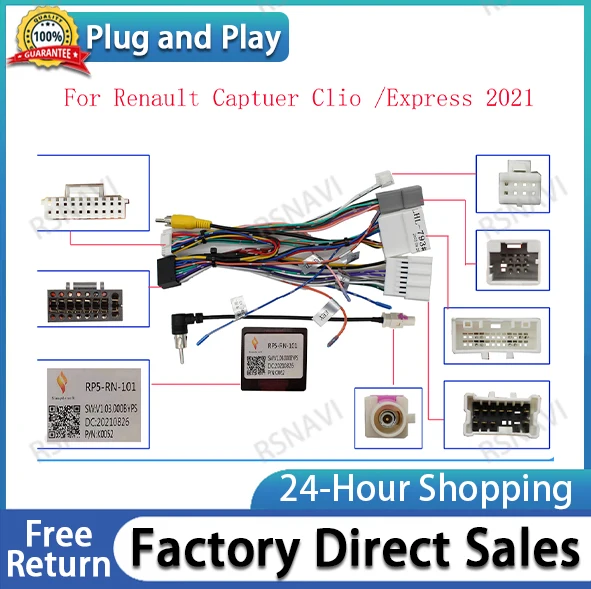 

16 Pin Canbus box Adaptor XP-XB-011 For Renault Captuer Clio /Express 2021 With Wiring Harness Cable Android Car Radio Canbus