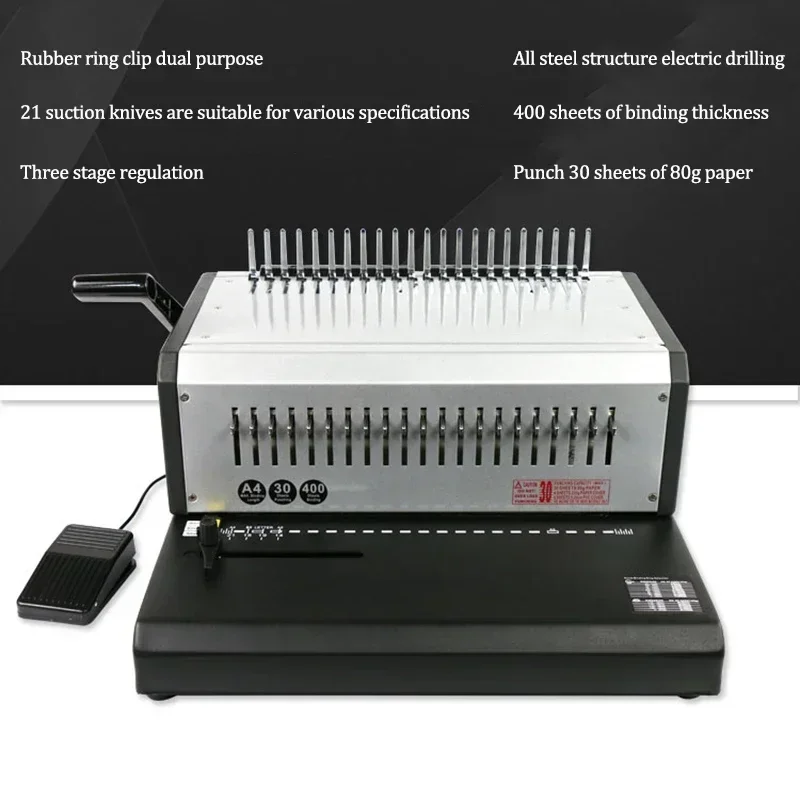 Electric 21-Hole Comb Binding Machine with Adjustable Margins (Model EB-30) – Ideal for Contracts and Documents