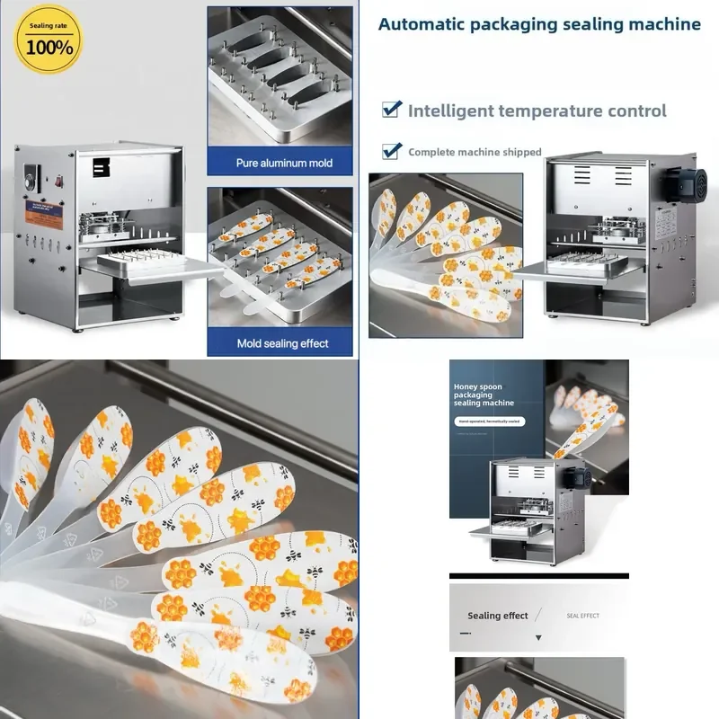 Manual Push Semi Automatic Aluminum Foil Sealing Machine for Takeaway Packaging Honey Spoon 100 Percent Sealing Rate