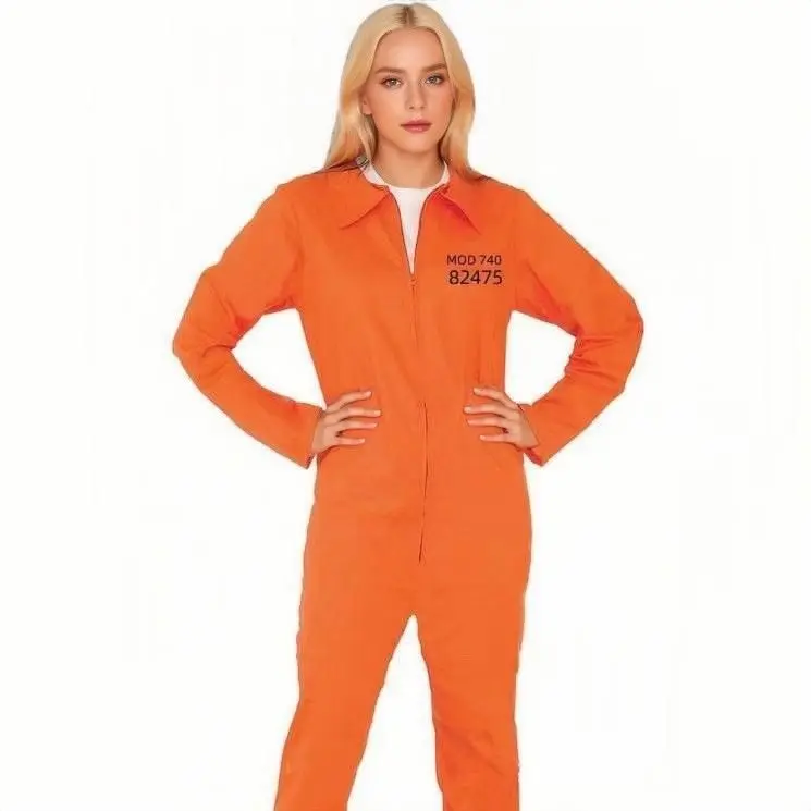 

loween Adult Child Cosplay Prisoner Orange Jumpsuit Costume Unbranded Stage Performance Traditional Chinese Clothing