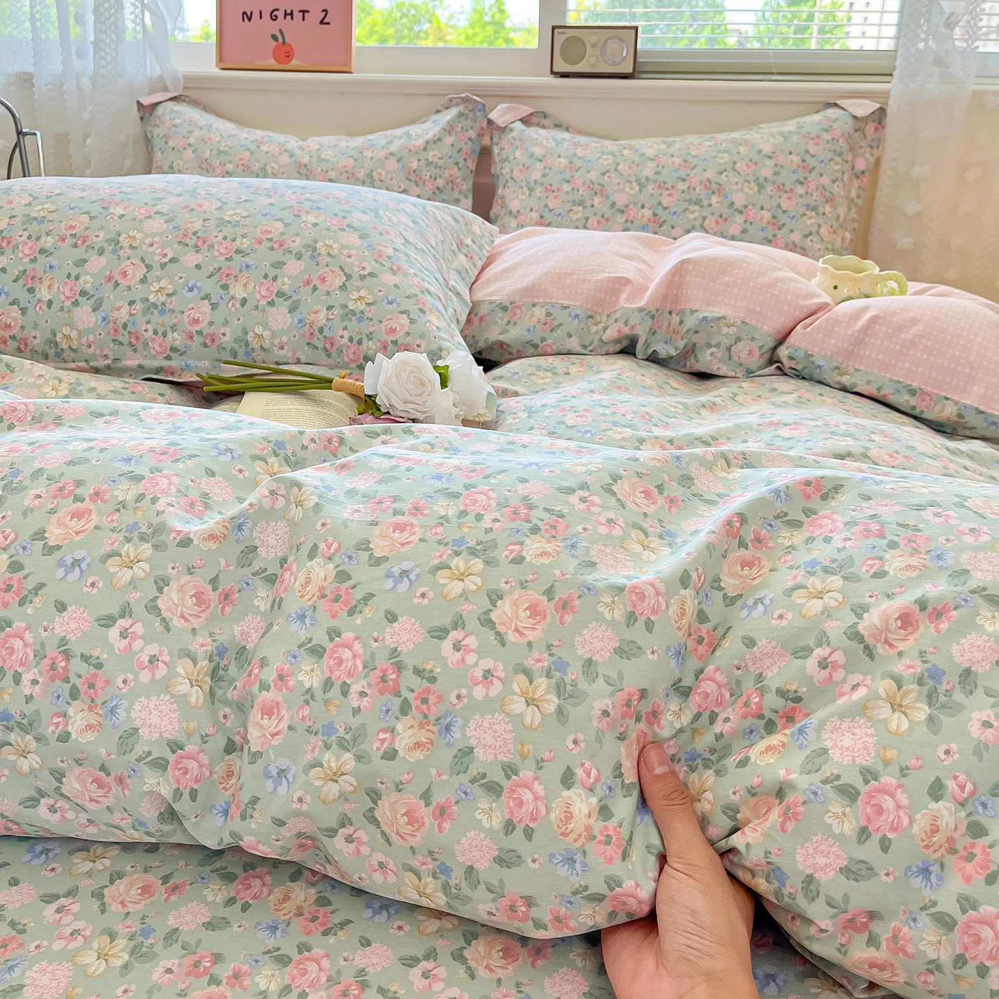 100% Cotton Duvet Cover Single/Queen/King Size Flower Printed Housse De Couettes Pure Cotton Funda Nordica 220x240 (No Pillowcas