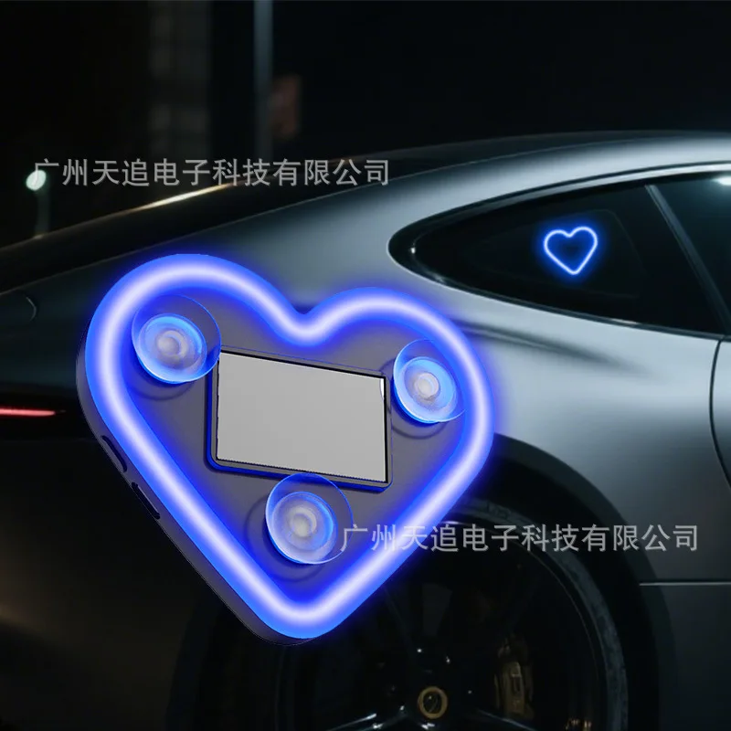 

Car solar triangle window peach heart atmosphere light interior decoration love atmosphere light heart neon light