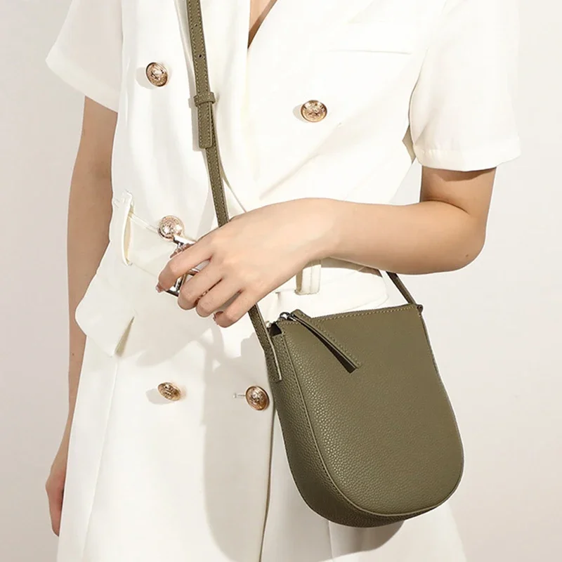 

Genuine Leather Women Messenger Bag Women's Fashion Phone Bag Simple Soild Color Casual Small Shoulder Bag Coin Purse for Women