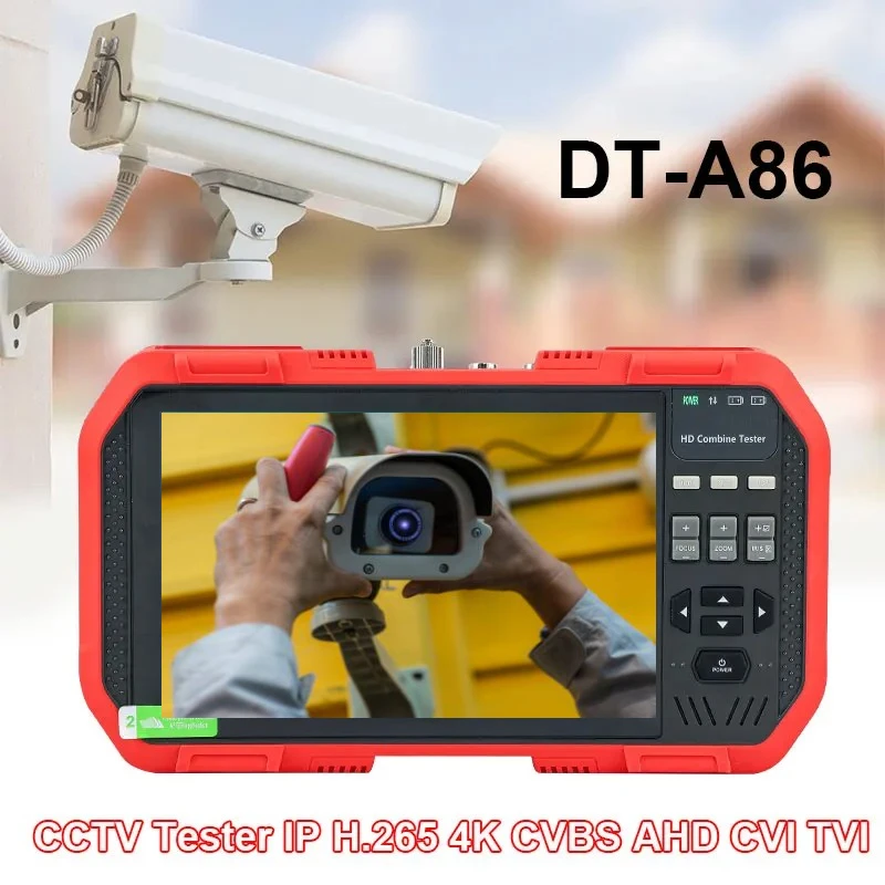IP H.265 4K HD 7-дюймовый тестер-монитор для систем видеонаблюдения A86 5 в 1 AHD CVI TVI CVBS для тестирования 8-мегапиксельных камер, мультиметр + измеритель оптического волокна.