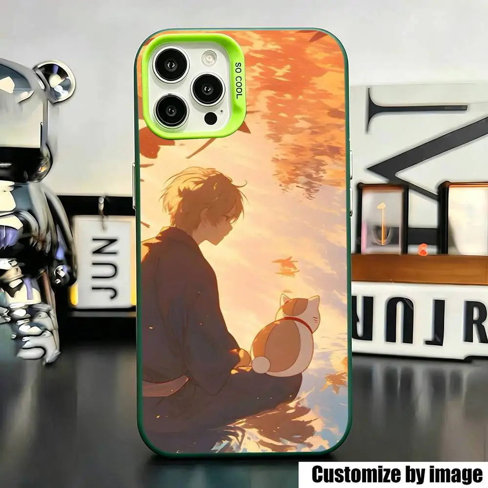Чехол для телефона «Книга друзей» Натсуэ (аниме) для iPhone 17, 16, 15, 14, 13, 12, 11 Plus, Pro Max, XS, зеленый, с серебряным покрытием внутри