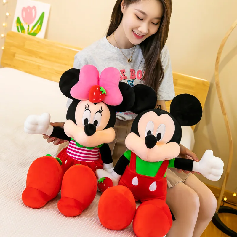 Disney-peluches de Mickey y Minnie para niños, muñeco de peluche grande, almohada de Mickey Mouse, regalo de boda