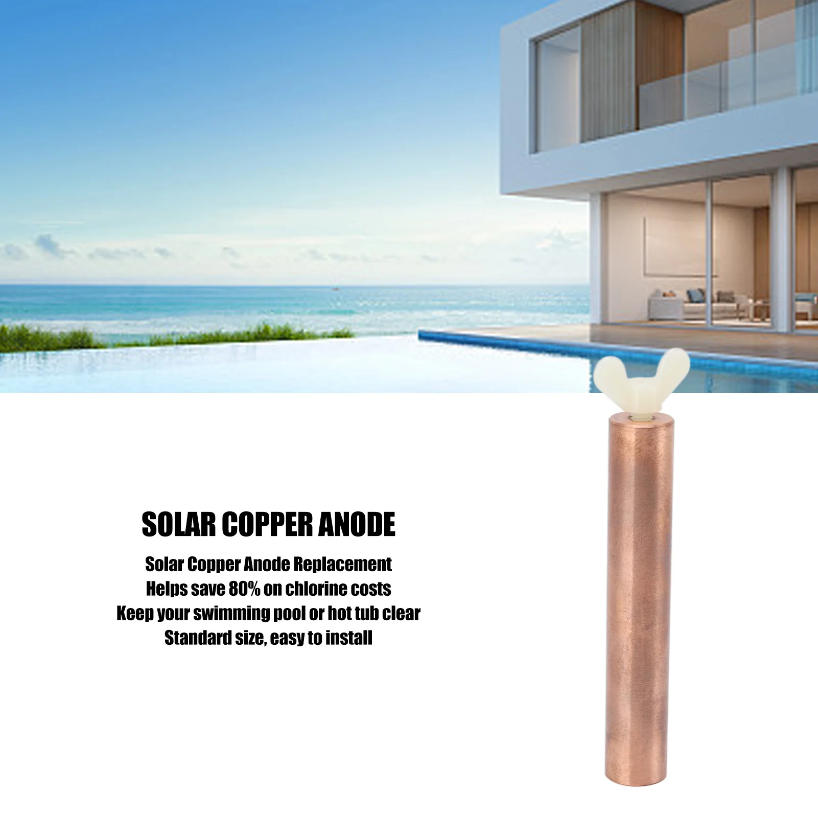 Solar Pool Ionizer Anode Solar Copper Anode Replacement High Efficiency Sun Shock Solar Pool Ionizer Anode Rod