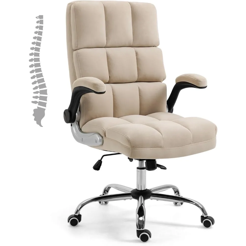 

Executive Office Chair, Velvet Ergonomic Comfy Desk Chair, High Back Computer Chair with Adjustable Tilt Angle and Flip