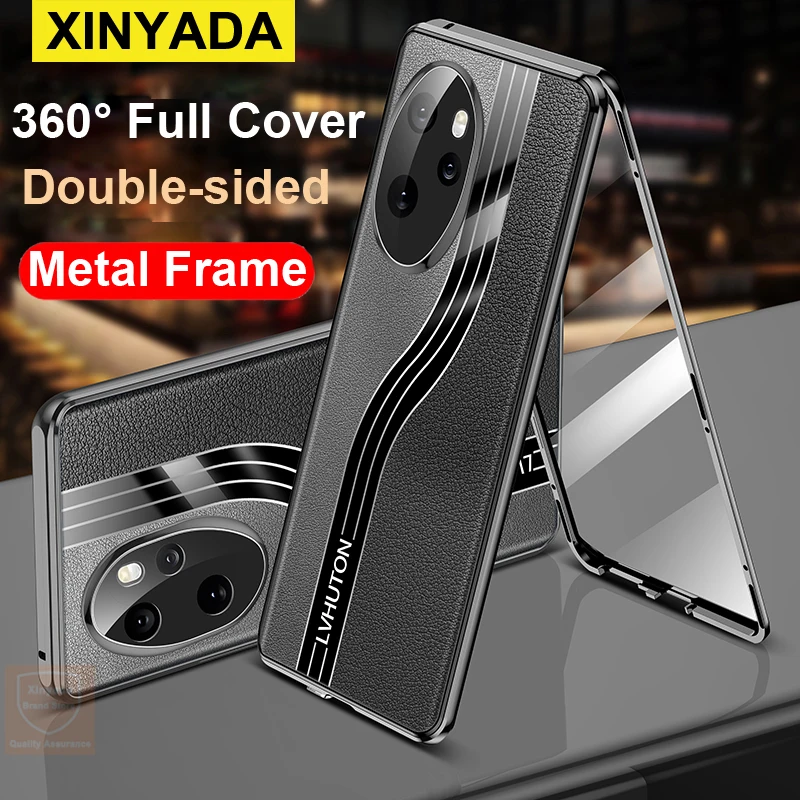 

360 Cover For Honor 100 Pro Case Tempered Glass Phone Case For Honor 100 Pro Flip Bumper Leather Metal Covers Double Sided Shell