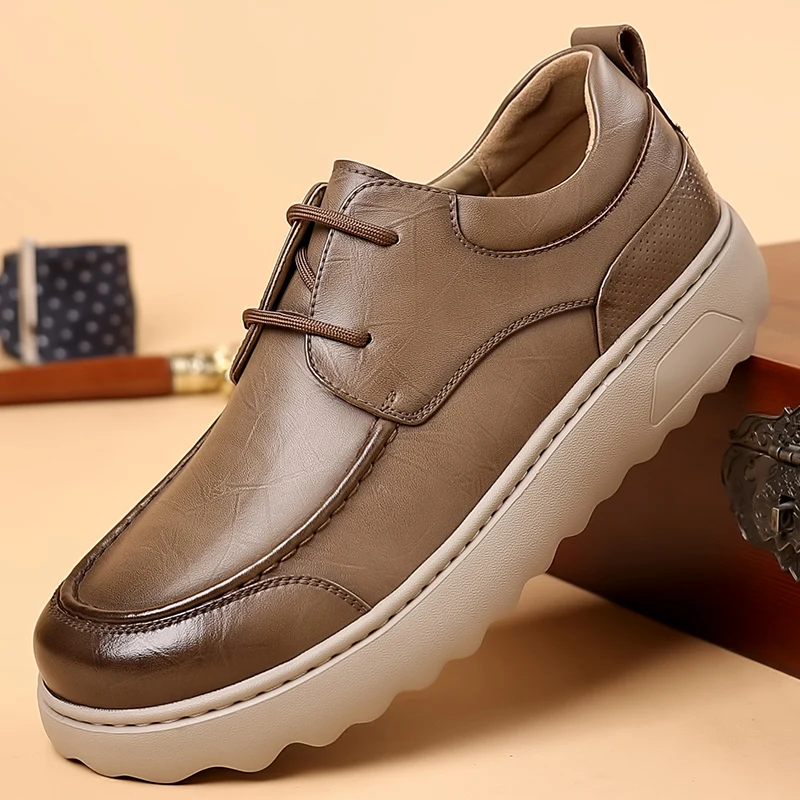 

High Quality Brand Men's Genuine Leather Casual Shoes Thick Soled Low Cut Men's Oxford Shoes Versatile Office Work Shoes