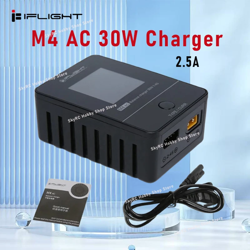 Cargador inteligente de equilibrio IFlight M4 AC 30W 2.5A - 2-4S, pantalla de visión completa, 100-240V, salida XT30, Dron de carreras con visión en primera persona