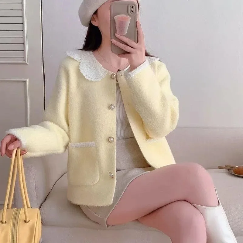 Small Fragrant Wind Imitation Mink Velvet Coat Female Short 2025 Spring Autumn New Jacket High Quality Fashion Outwear Women Top