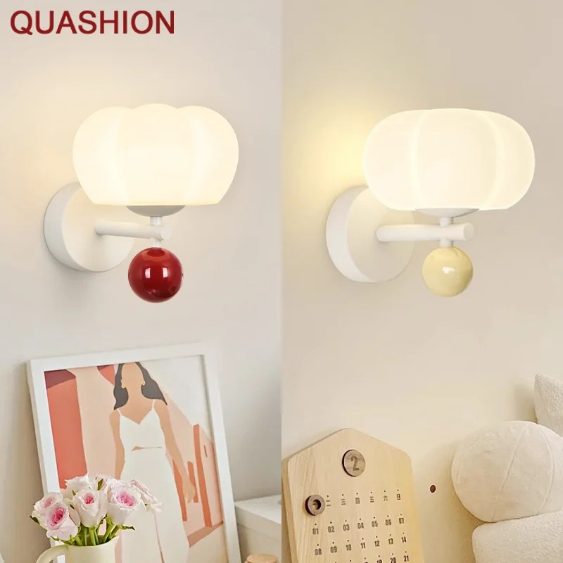 

Bedroom Headboard Wall Lamp Cream Style Creative Pumpkin Aisle Light Living Room Background Wall Chandelier Children's Room Lamp