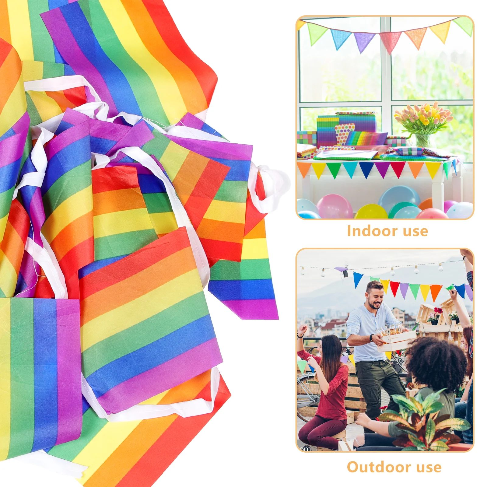 

2pcs String Decorations Colorful Polyester Pride Bunting Party Banner For Indoor Outdoor Porch Wall Window