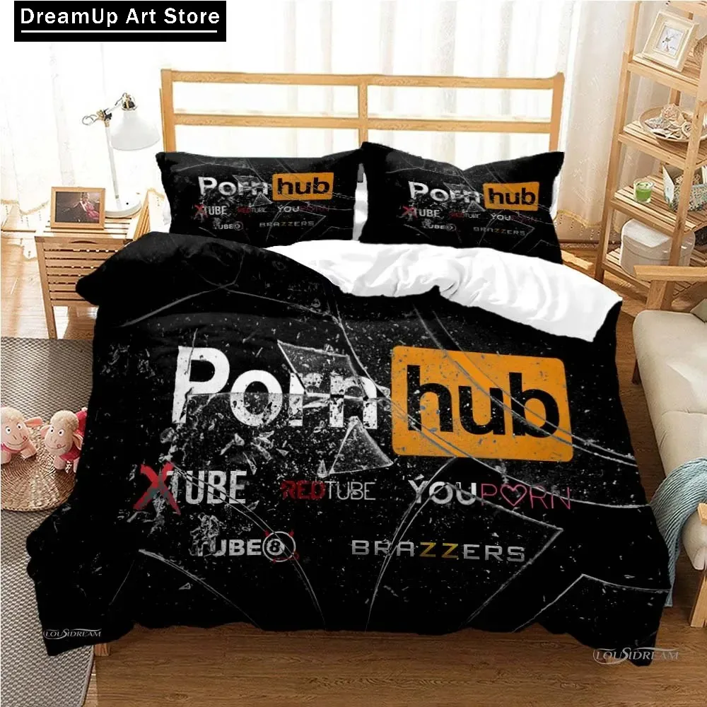 P-Porn H-hub Fashion Tread All Season Duvet Cover Bedding Set Soft Quilt Cover Pillowcase For Teen Single/Double/Queen/King