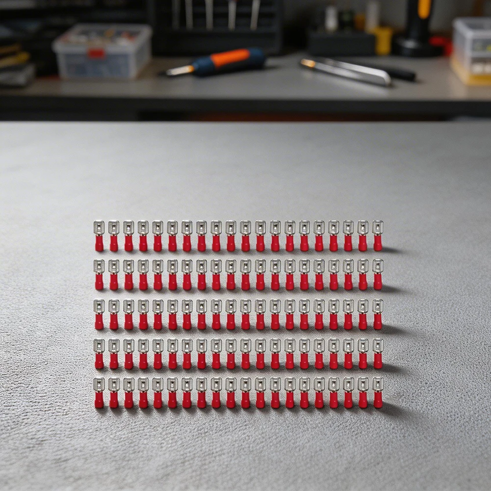100PCS Red Yellow Insulated Female Terminals 2.8 4.8 6.3mm Fork Crimp Connectors For Auto Home Electrical Cable Wiring Safety
