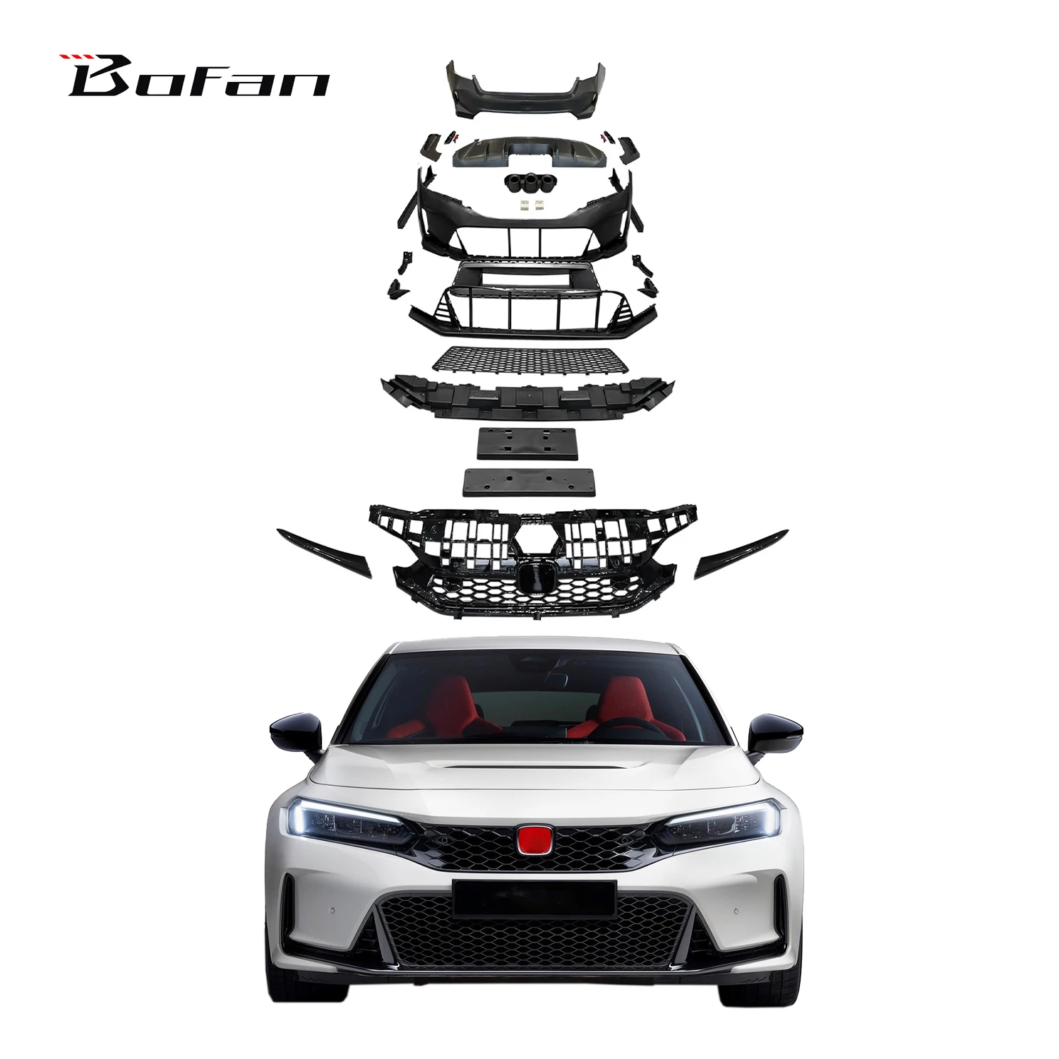 

BR Modification Club Factory Price Type-R Style Body Kit Front Rear Bumper Lip Grille Type R Body Kit For 2021+