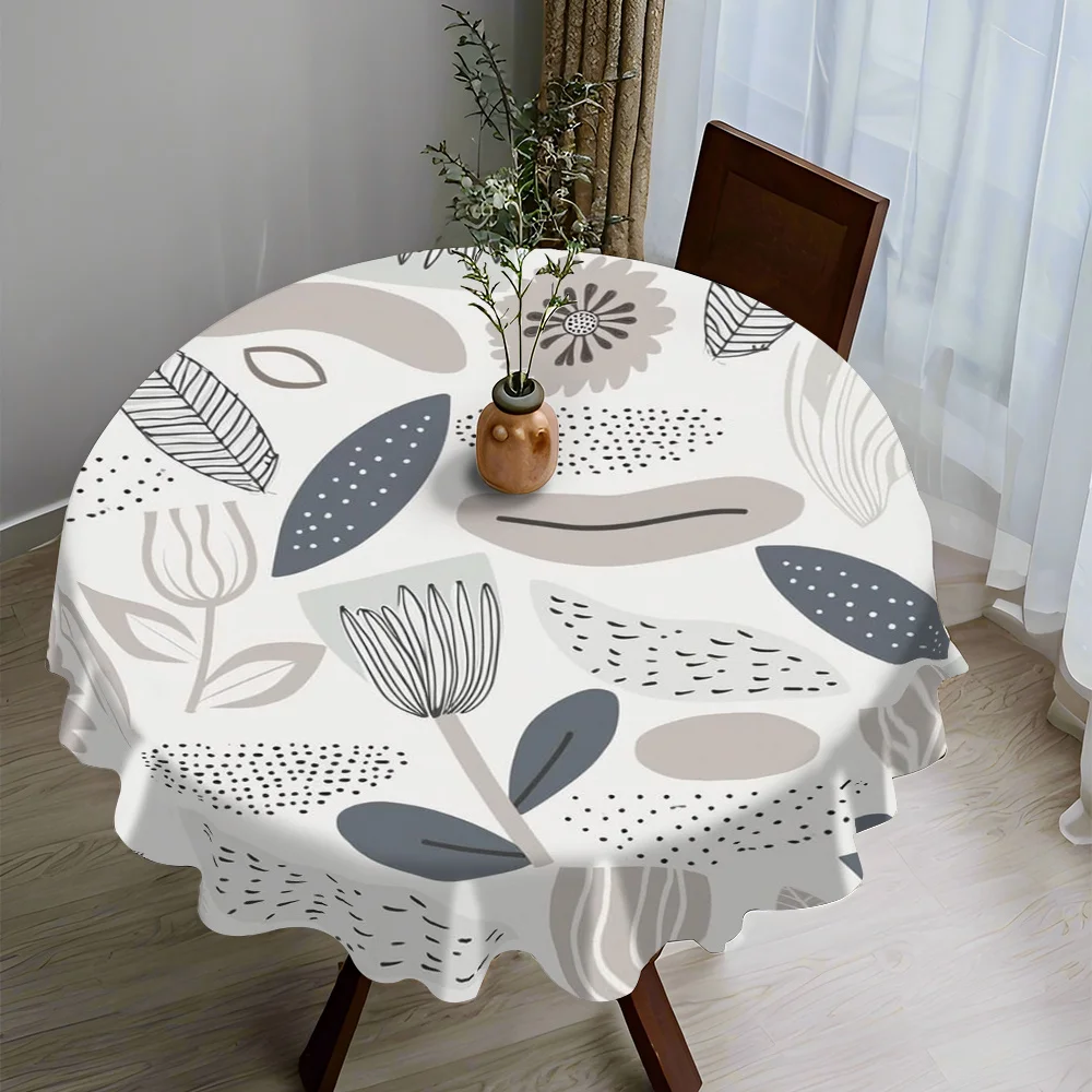 One thick polyester round tablecloth creates an elegant atmosphere, paired with retro-style home decorations