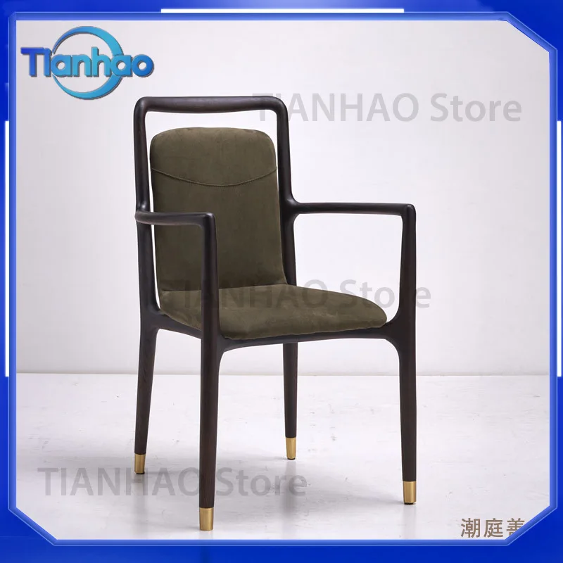 Solid Wood Chair for Iblachair Ash Wood Upholstered Backrest Dining Chair High Back Designer Style