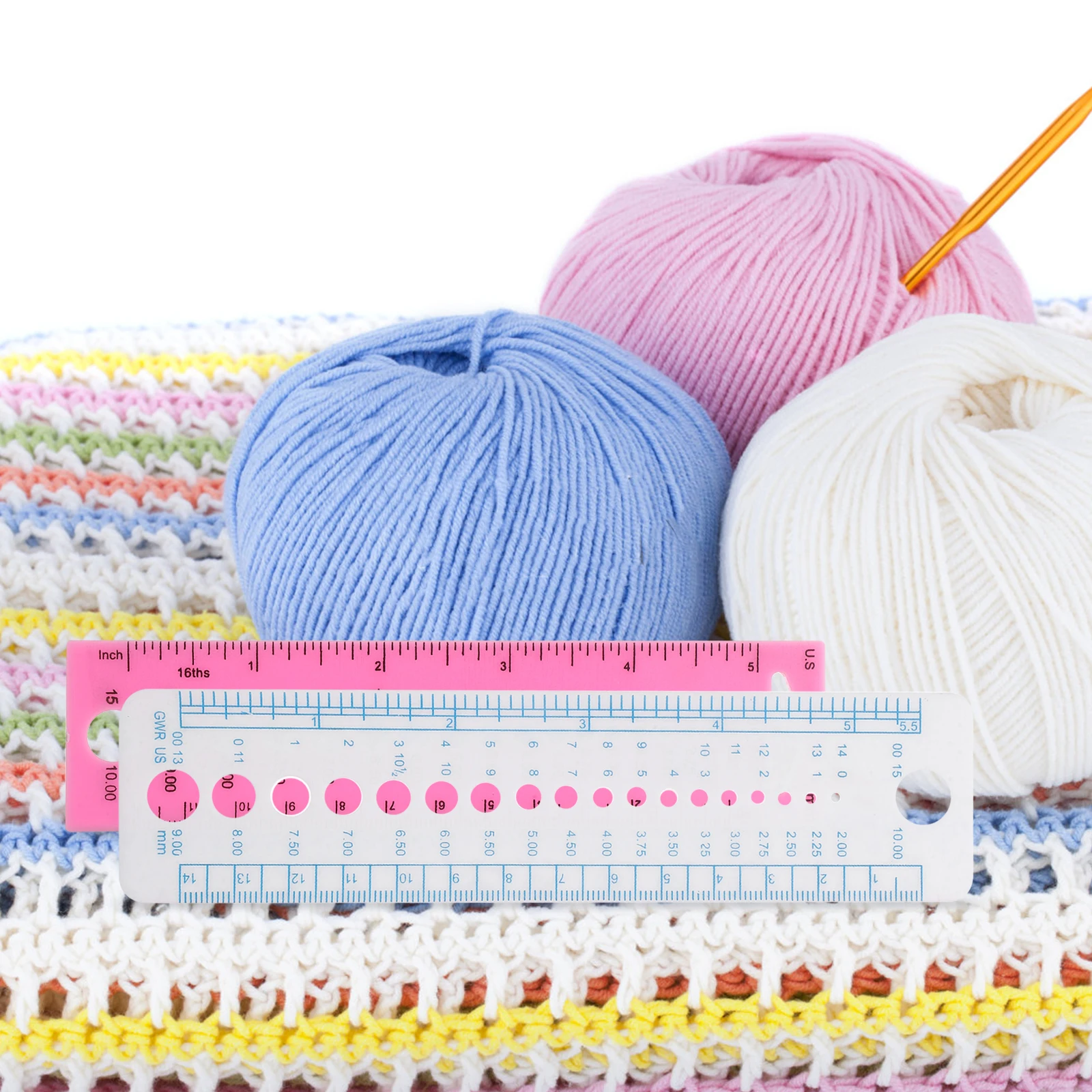 

4pcs Crochet Measuring Ruler Knitting Needle Size Plastic Lightweight Durable Weaving Tools Sewing Accessories