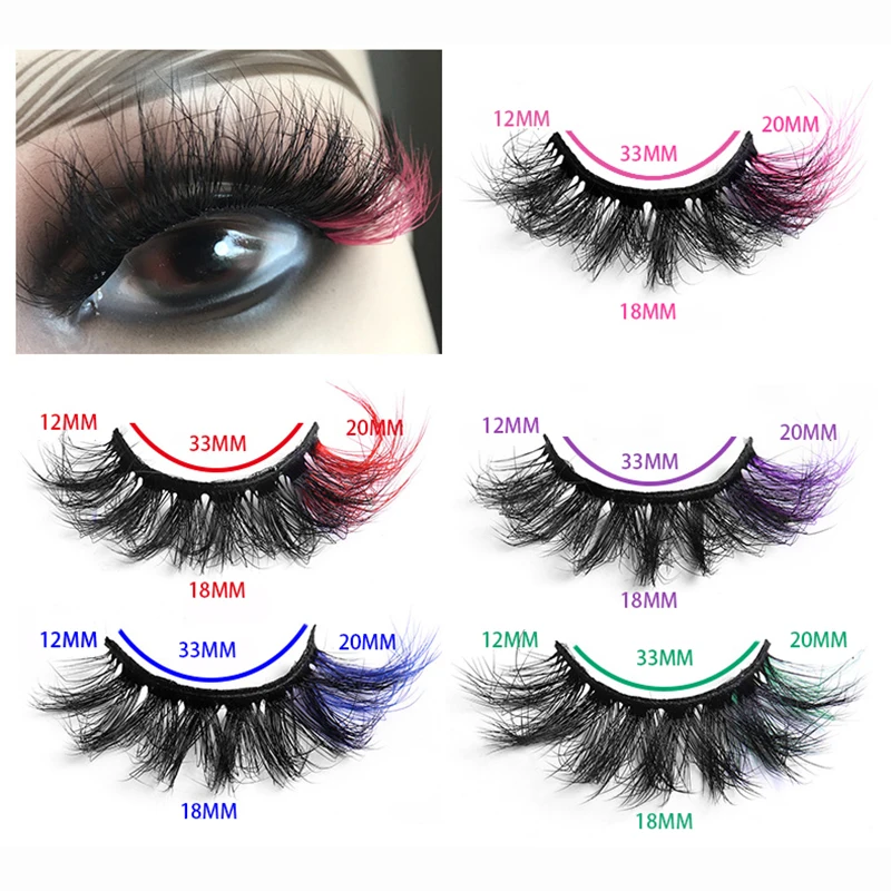 Faux-cils colorés en vison pelucheux, 5 paires, extensions de cils spectaculaires, naturels, maquillage