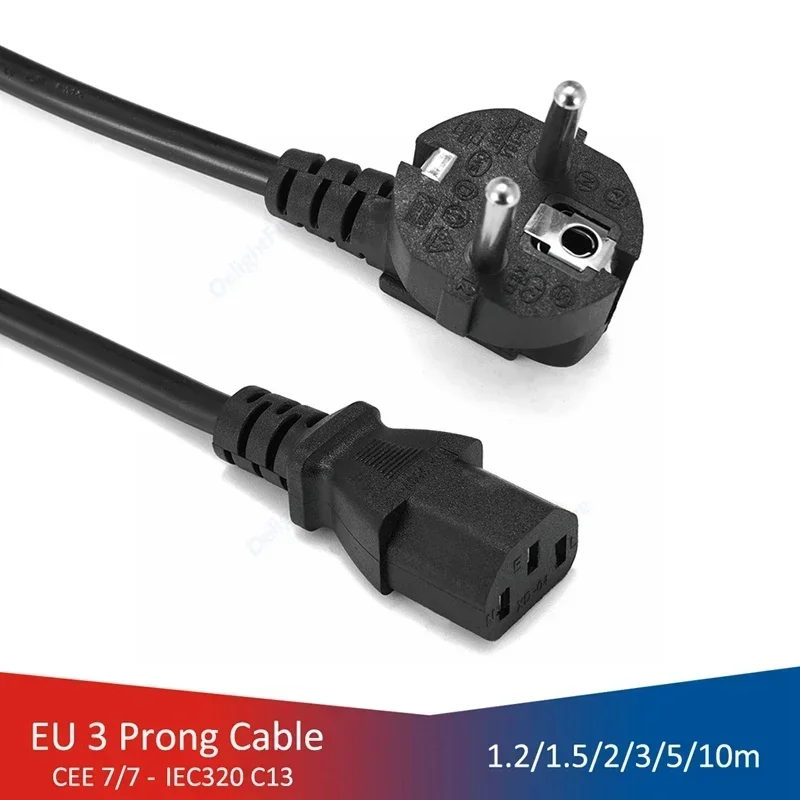 EU Power Cord C13 Power Adapter 1.2/1.5/2/3/5m Extension Cable for Dell HP Computer PC DJ Studio Light Monitor Printer Projector