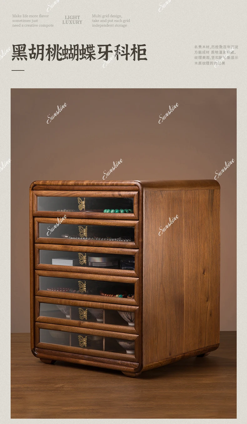 Black Walnut Solid Wood Storage Cabinet Drawer Dental Cabinet
