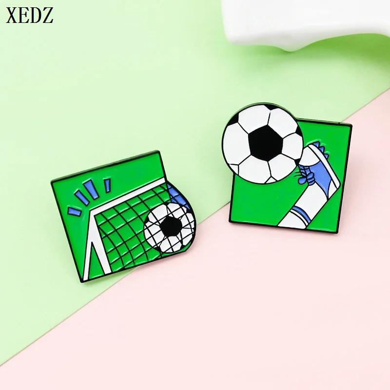 XEDZ Fashion Cartoon Cute Boy Playing Football Brooch Pin Lapel Pin Bag Clothing Accessories Fashion Jewelry Wholesale