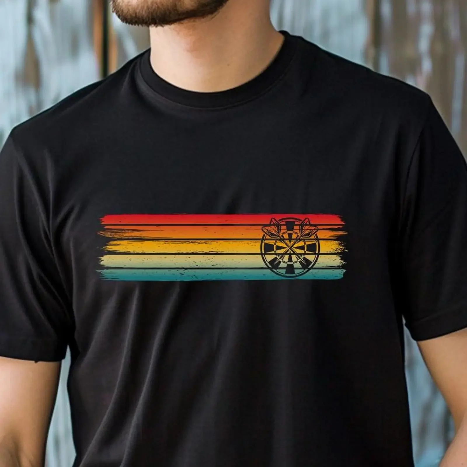 Vintage Retro Striped Dartboard T Shirt Oldschool Casual For Dart Players Darts Lover Hobby Top vintage Washed Breathable
