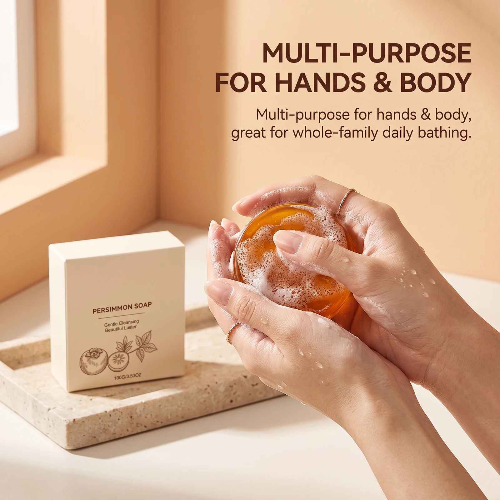 Persimmon Cleaning Soap Deep Clean Remove Surface Dirt Long Last Moisturize Non Tightening After Wash Oil Control Rinses Easily
