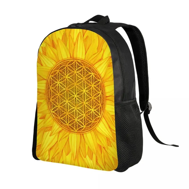 Flower Of Life Sunflower Backpack Women Men Water Resistant School College Mandala Floral Sacred Geometry Bag Printing Bookbag